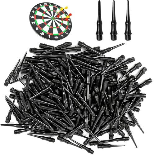 200 Stück Dartspitzen Kunststoff, Soft Dart Spitzen Ersatzspitze Nylon Spitzen Nicht Leicht zu Brechen und Stabil, Ersatzspitzen für Softdart Dartpfeile Schwarz, Kunststoffspitze Kunststoffspitzen für