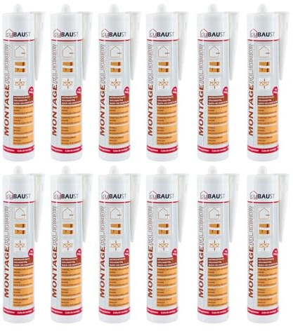 12x dubaust Montagekleber Universal Weiß – Holz, Styropor, Stein, Zierleisten - 511g - AMK24