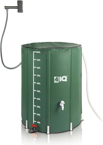 4IQ Group Faltbare Regentonne 1000 Liter - Regenfass mit Oberem Wasserhahn und Unterem Ablauf - Regentank für Garten - Regenwasserbehälter Wetterfest