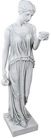 Design Toscano Hebe, die Göttin der Jugend griechische Gartenstatue, Polyresin, antikes steingrau, groß 81 cm