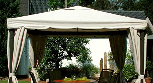 LECO Ersatzdach aus hochwertigem Polyester für den Pavillon Sahara in Naturton, 3 x 3 Meter, Garten Zubehör, Pavillondach, wetterfest, wasserabweisend imprägniert, natürliches zeitloses Design