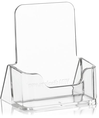 10 Stück VITAdisplays Visitenkartenhalter, Visitenkartenständer, Visitenkarten-Aufsteller, Hochformat, transparent