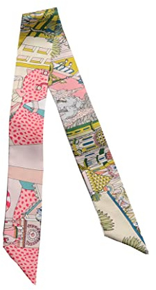 JERLA Unisex-Erwachsene Glas Haarband Seidenschal, Cheetah Pink, 33.5"×1.97"