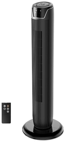 Midea Turmventilator FZ10-17JR, 92cm, mit Fernbedienung, Schwarz | 3 Modi, 3 Geschwindigkeiten, 7h Timer, 45W, Leise, fuer Schlafzimmer & Wohnzimmer