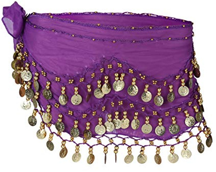 PRETYZOOM rotes Tuch,Bauchtanz Rock Für Bauchtanz Belly Dance Hip Schal Chiffon Baumeln Bling Sü? Bauch Tanzrock Wrap 3 Reihen 128 Bauchtanz Kostüm Professionell