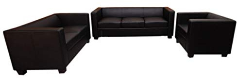 Mendler 3-2-1 Sofagarnitur Lille - Kunstleder, schwarz | Couchgarnitur, Loungesofa