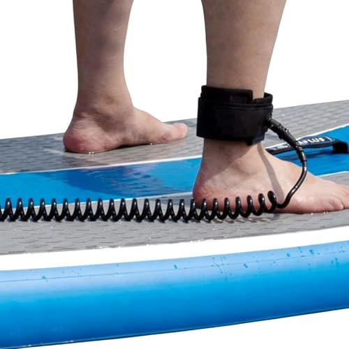 NHTJTHE SUP Leash 5mm,Surfboard Leash, Einziehbar Surfboard Leash für Wassersport, Fußschlaufe für Surfboard, Surf Zubehör für Damen Herren Kinder-Schwarz