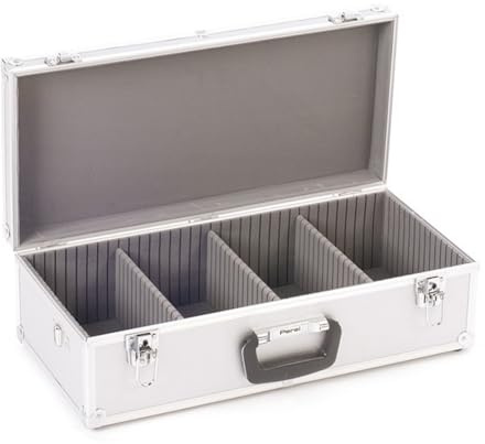 Perel CD-Koffer, 80 CDs, Schlüsselschloss, 2 Schlüssel, Aluminium, 565 x 265 x 170 mm