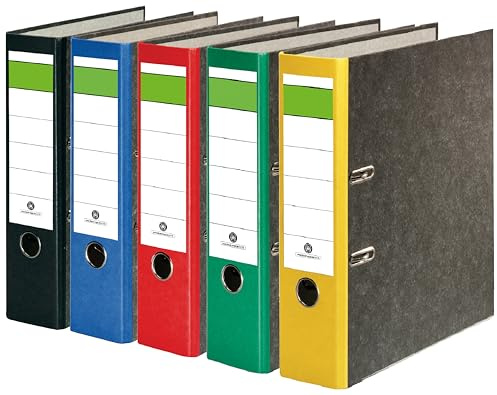 Conipa® 5 Stück DIN A4 Ordner Bunt (8cm breit) 2-Ringe-Meachanik [MADE IN GERMANY] für 600 Blatt (grau marmoriert) - Ordnerhefter für Unterlagen - Dokumentenordner Büro, Uni & Schule