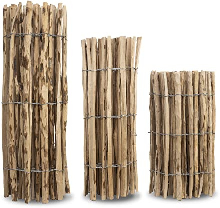 MC.Sammler Staketenzaun in 26 Größen - Holzzaun aus Haselnuss - Gartenzaun Holz Höhen 50 cm - 150 cm Länge 5/10 Meter - Kastanienzaun für Garten (Höhe: 90 cm X Länge: 500 cm, Lattenabstand: 7-8 cm)