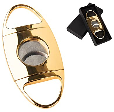 FRUHLING Klassischer Zigarrenschneider, Gold | Zigarren Guillotine, Zigarrenschere, Zigarren Cutter, Doppelklinge, Taschen Zigarrenwerkzeug, Für Meisten Zigarren