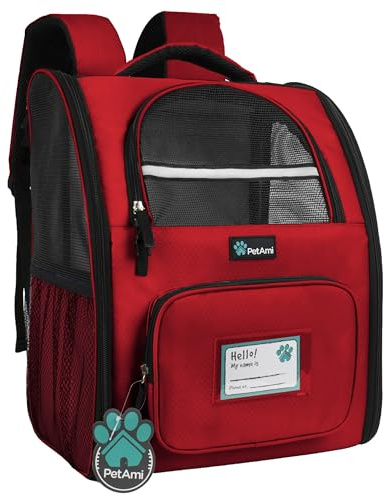 PetAmi Hunderucksack für kleine und große Katzen, Haustiere, Welpen, belüfteter Haustier-Wanderrucksack, Reisetasche, von Fluggesellschaften zugelassener Katzenrucksack, Sicherheits-Rückenstütze,