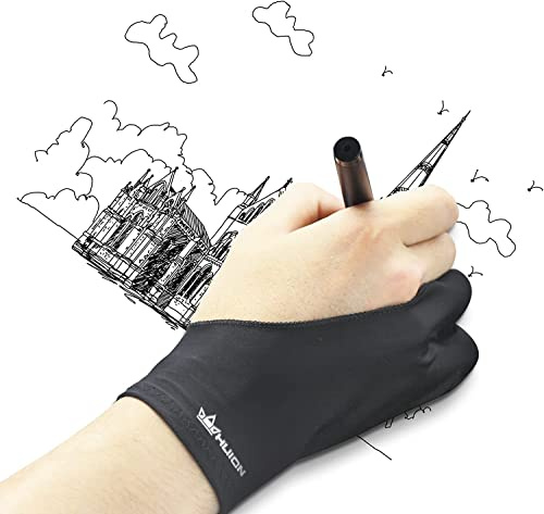 HUION GL02 Zeichenhandschuh 2-Finger, Lycra | Groß, Rechts und Links, Reduziert Reibung, Für Zeichentablett und Papier