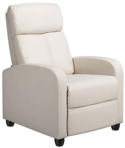 Yaheetech Relaxsessel Fernsehsessel Ruhesessel Liegesessel mit Liege-Funktion Polstersessel Kunstleder verstellbar Einzelliegesessel Wohnzimmer Schlafzimmer Heimkino Beige