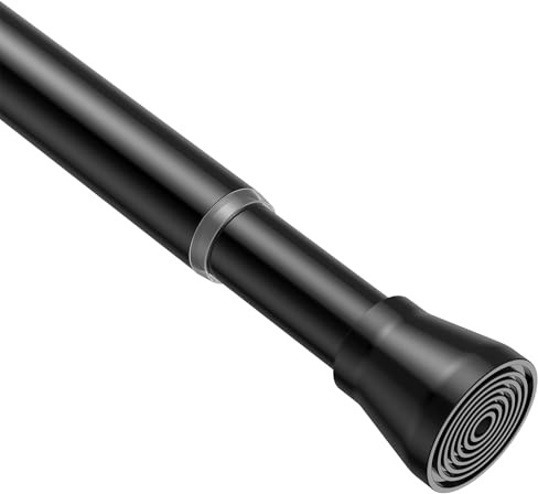 Fvonzn 1Stück Teleskopstange ohne Bohren 120-200CM (passt für 120-196,5CM) - Gardinen- und Duschvorhangstange, Rostfrei & Verstellbare Klemmstange für Vorhänge, Dusche, Fenster, Badezimmer - Schwarz