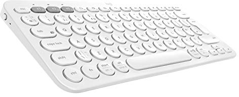 Logitech K380 Kabellose Bluetooth-Tastatur, Multi-Device & Easy-Switch Feature, Windows- und Apple-Shortcuts, PC/Mac/Tablet/Handy/Apple iOS+TV, UK QWERTY-Layout - Weiß