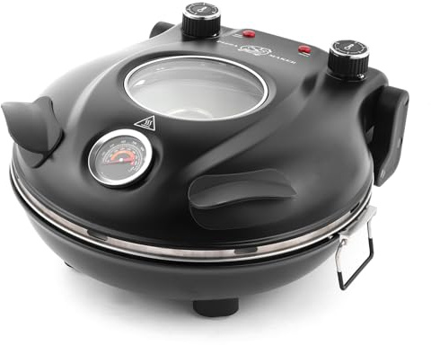 KLAIF Elektrischer Pizzaofen 420 °C, separat regelbare Ober- und Unterhitze, 31 cm Keramik-Pizzastein, 1200 W, Kompakter Pizzaofen für Zuhause, Modell LM-Schwarz