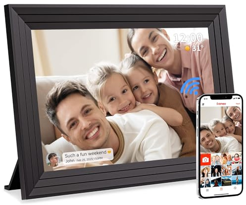 Elektronischer Digitaler Bilderrahmen WLAN Frameo - 10,1 Zoll 32GB WiFi Digitale Photo Frame 1280x800 HD IPS Touchscreen Speicher Automatische Rotation Teilen Sie Fotos und Videos Sofort Luakug