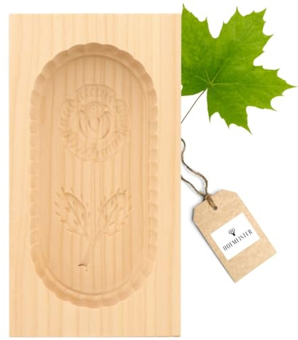 HOFMEISTER® Butterform Holz 250 g Rose eckig – Butterstempel aus Ahornholz, handgeschnitzt in Deutschland, für Frühstück und Brunch (1 Stück)