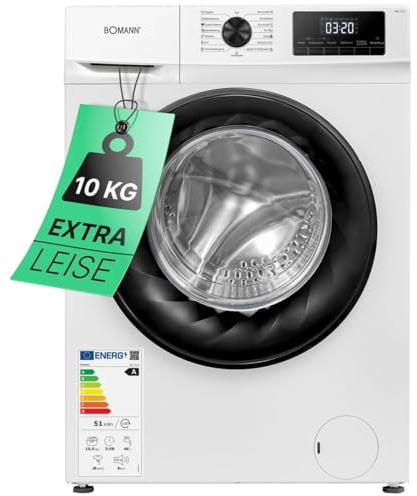 Bomann® Waschmaschine 10kg | max. 1400 U/min | 10 Jahre Motor-Garantie | effizienter, leiser & langlebiger Invertermotor | 15 Programme | Endzeitvorwahl | LED-Display | Washing Machine WA 7110