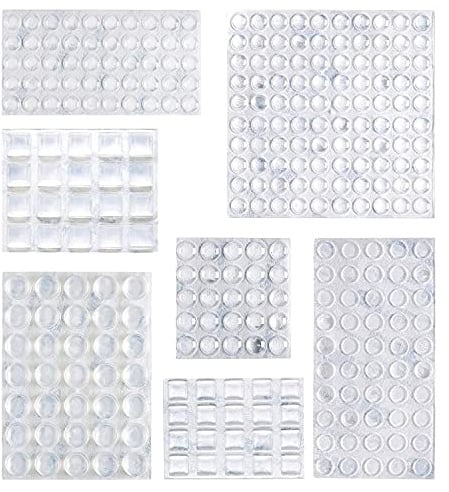 Amazon Basics Schranktürdämpfer, transparente selbstklebende Dämpferkissen für Oberflächenschutz und Geräuschreduzierung, 300 Stück, 17.5 L x 11.4 W x 1.5 Th cm, Klar