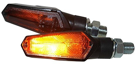 Halogen Mini-Blinker schwarz getönt universal für Motorrad Roller Quad, 12V 6W, M10 95mm inkl E-Nummer