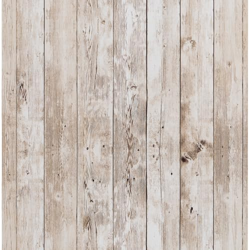 FENTIS Braun Selbstklebende Tapete Klebefolie Holzoptik für Küche Wood Vinyl Klebefolie Folie Wandsticker Möbelfolie Holzoptik für Wohnzimmer Badezimmer Deko 44.5x500cm