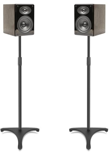 2er-Pack Höhenverstellbare Lautsprecherständer, Verstellbereich 86-127CM | Lautsprecherständer Surround, Bodenlautsprecherständer mit Kabelmanagementsystem und Stativfuß, Schwarz