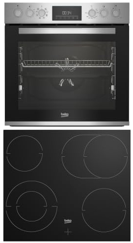Beko BBUM12328X Einbauherdset Multifunktionsofen 8 Heizarten 72 l, Glaskeramik Kochfeld, SteamShine-Reinigungsfunktion, Edelstahl