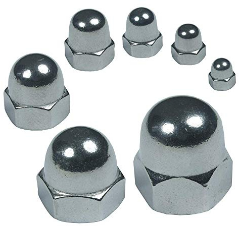100 Stück M10 Hutmuttern Edelstahl DIN 1587 hohe Form A2 V2A Muttern