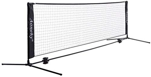 Aoneky Tennis Kit 2M/3M /6M x83cm, Metallrahmenständer und Stark PE-Tennisnetz | Tragbares Pickleball Tennisnetz mit Aufbewahrungstasche für Garten Strand Pool