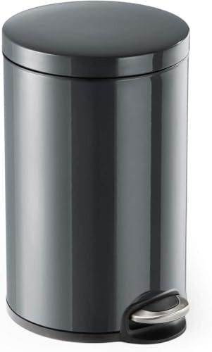 Durable Mülleimer 12L Treteimer Metall rund, mit Absenkautomatik und herausnehmbaren Inneneimer, 1 Stück, 341158