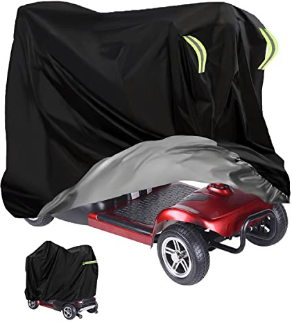 MaxAwe 140 x 66 x 91cm Elektromobil Abdeckplane, wasserdichte Elektromobil Abdeckung, 420 Oxford-Abdeckung Heavy Duty Mobilitätsroller Rollerabdeckung mit Gummiband für Behinderung Scooter Schutzhülle
