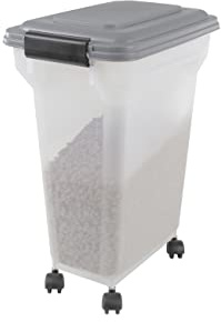 Iris Ohyama Hundefutter Aufbewahrung mit Rollen, 20L/7.5kg, Grau, Luftdichte Futterbox, Trockenfutter, Futterbehälter, Für Hunde, Katzen, Tierfutterbehälter, Schaufel, BPA-frei, Futtertonne, ATS-M