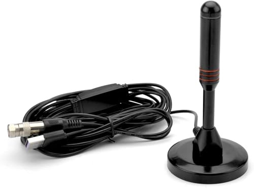 DVB-T2 Antenne - Digitale Zimmerantenne für Fernseher, Antenne mit Verstärker, 360 Grad Empfang - Mit Magnetfuß - 5 Meter Kabel, Unterstützt 4K HD-Kanäle & Alle TV-Geräte