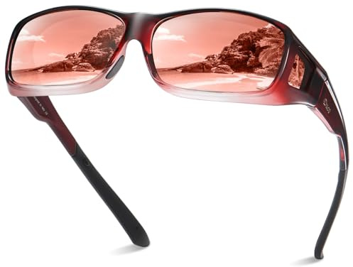 DUCO Herren und Damen Sonnenbrillen Polarisiert Unisex Brille Überbrille für Brillenträger Fit-over Polbrille 8953 M (L - Wein Rot, Braun)