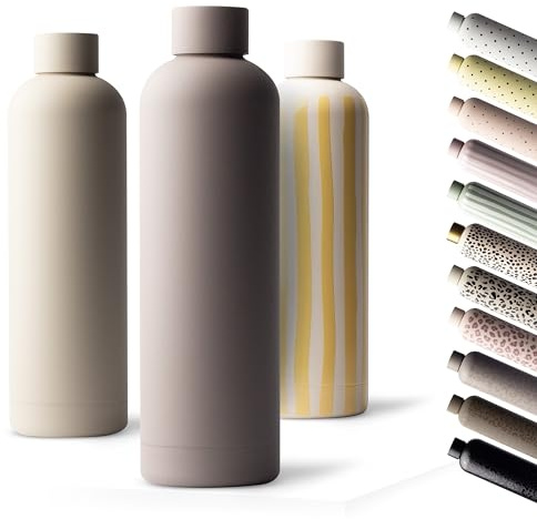 MAMEIDO Thermosflasche 750 ml (Taupe Grey) | 12h heiß/24h kalt, auslaufsicher & BPA-frei, Kohlensäure geeignet, Trinkflasche Edelstahl für Sport, Schule, Büro & Outdoor