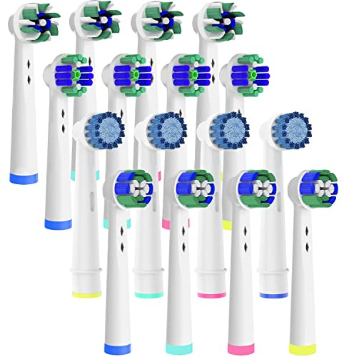 16 Stück Aufsteckbürsten Kompatibel mit Oral B Elektrische Zahnbürste, Sensitive, Precision Clean, Cross Clean, 4pcs 3D Whitening, Vier Modelle in einer Packung