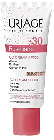 Uriage Roseliane CC Creme Gegen Rötungen LSF30 mit Ginseng Extract - Deckt Rötungen ab, Wirkt Beruhigend & Lang Anhaltend, Getönte Gesichtscreme - Parabenfrei - Nicht Komedogen - 40ml
