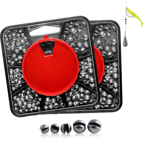 2 Boxen 120 g Bleibleie zum Angeln 7 Dimensioni Blei Mund Split Shot abnehmbar mit Aufbewahrungsbox, Angelblei-Set, Blei, Meer, Angelblei, wiederverwendbar (0,4 g/0,5 g/0,6 g/0,8 g/1 g/1,2 g/1,5 g)