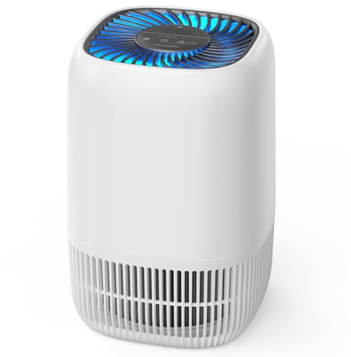 AROEVE Luftreiniger mit H13 HEPA 3-Stufen-Filter, Luftreiniger für Schlafzimmer, 5W Energieverbrauch, Leise 22dB mit Aroma, reduziert Pollen, Rauch, Tierfell, Weiß