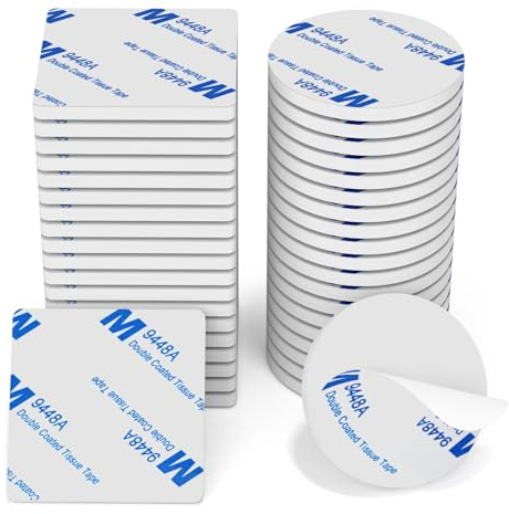 HOMMAND Klebepads Doppelseitig Extra Stark, 40 Stück Doppelseitiges Schaumstoff Klebepads, Wasserfeste Montagepads für Zuhause Büro Auto Schule, Doppelseitige Klebepads Rund/Quadratisch, Weiß