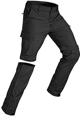 Wespornow Herren Zip-Off-Wanderhose-Abnehmbar-Trekkinghose, Atmungsaktiv Outdoorhose Arbeit Hosen Schnell Trockend Sommer Funktionshose mit 5 Taschen (Schwarz, L)