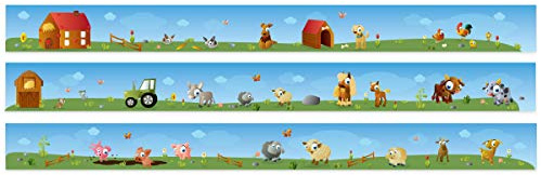Wandkings Bordüre - Wähle ein Motiv - Großer Bauernhof - 3x selbstklebende Wandbordüren je 150 cm - Gesamtlänge: 450 cm - Höhe: 12,5 cm