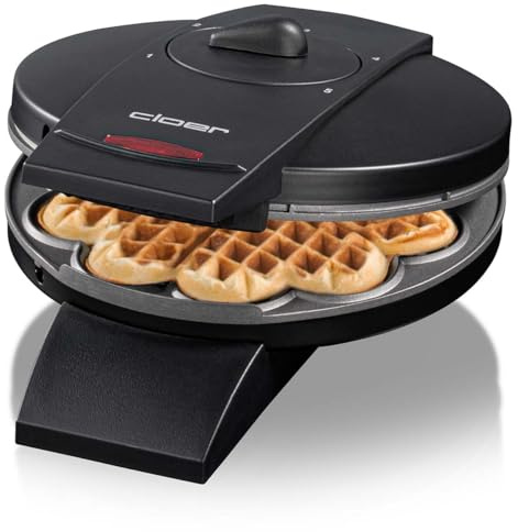 Cloer 1620 Waffeleisen für klassische Herzwaffeln, 930 W, Waffelgröße 15,5 cm, stufenlos wählbarer Bräunungsgrad, schwarz