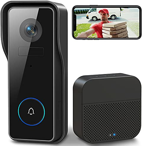 XTU WLAN Video Türklingel mit Kamera 2K HD Kabellose Video Doorbell mit Gong, Smarte Türklingel mit Akku, PIR Personenerkennung, Nachtsicht, 2-Wege-Audio, Unterstützt SD & Cloud-Speicher