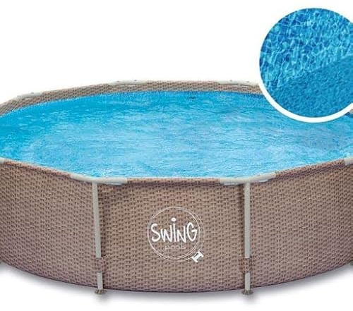 Swing Wicker Active Frame Pool 3,66x0,91m, Wicker Design | Schwimmbecken | Aufstellbecken | Schneller Aufbau | Langlebig | Swimmingpool | Robust