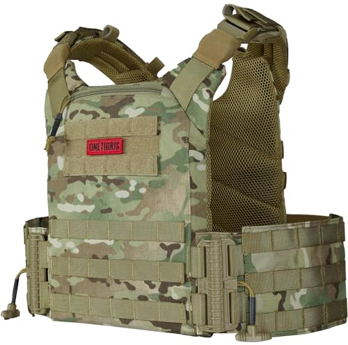 OneTigris FYR Plattenträger, Taktische Plate Carrier Schnellverschluss-System Airsoft Weste, Verstellbarer MOLLE Platten Träger Brustschützer für Paintball Polizei Softair