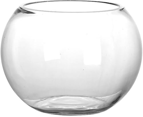 Yardwe Rundes Glas-Fischglas Kugelvase Für Goldfische | Material: Glas, 18.00*18.00*13.50cm, Rundes Design, Vielseitig Einsetzbar