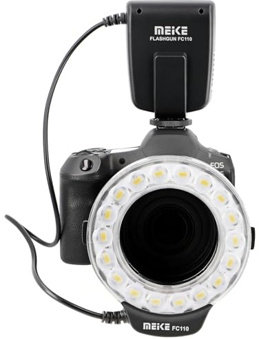 Makro Ringblitz FC-110 Ringleuchte Kompatibel mit Canon EOS DSLR SLR Kameras Blitz- und Dauerlicht auch für Videoaufnahmen